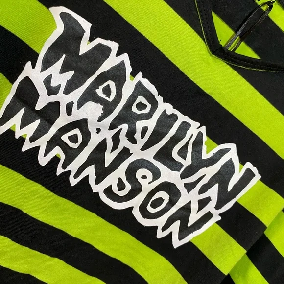 Marilyn Manson Collab Green and Black Sleeveless Crop Tank Top - Picture 2 of 5